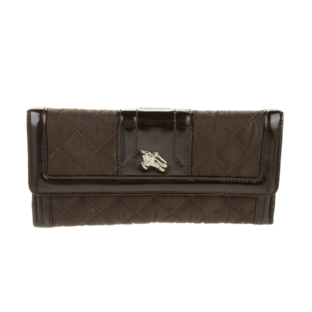 BURBERRY Nylon Colorblock Pattern Continental Wallet